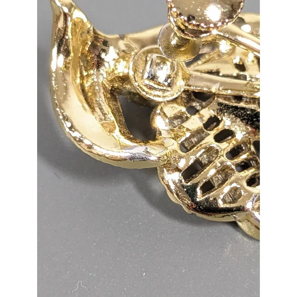 Vintage Gold Tone Double‎ Leaf Screw Back Clip On Earrings Mod Mid Century